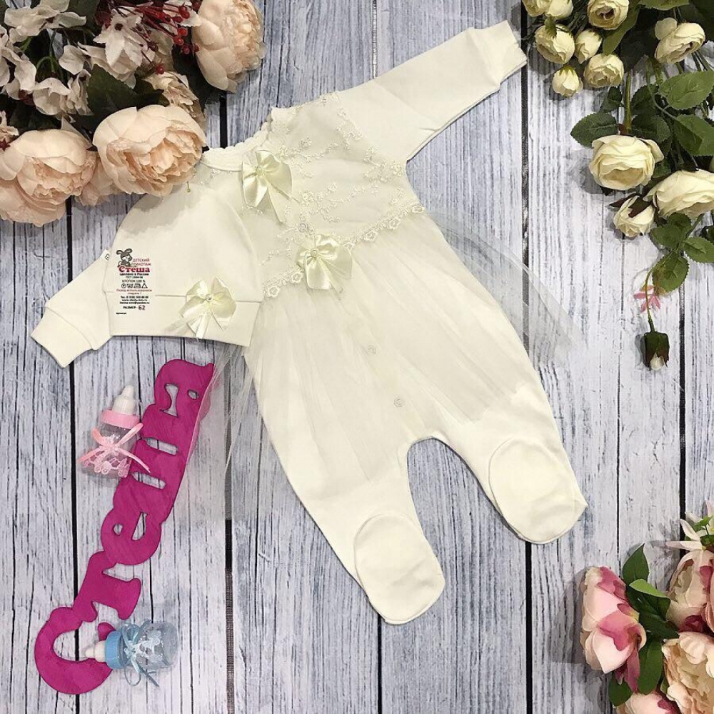 108. Комбинезон с шапкой молочный,100% хлопок интерлок