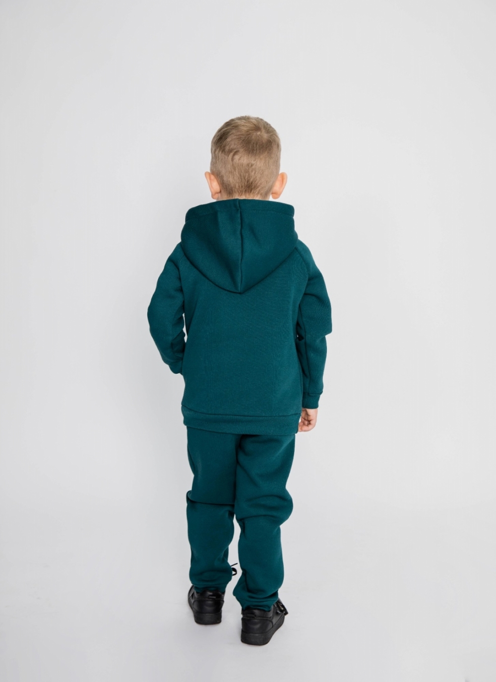 296-И. Свитшот с капюшоном + Штаны, хлопок 65%, 35% ПЭ, 3-х нитка (начес) изумрудный 98,104,110,116