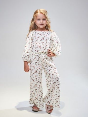 Купить оптом 329-ЦВ1. Костюм детский Палаццо, цветной, хлопок 100%  муслин, размеры 98,104,110,116 в Подольске