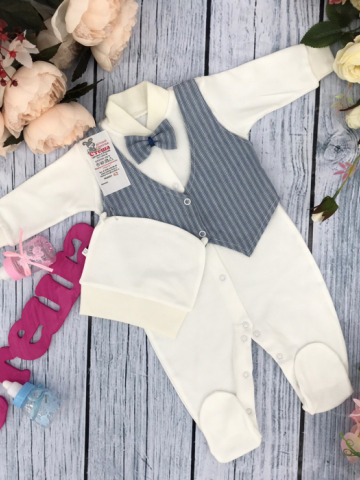 Купить оптом 224-Г. Комбинезон, хлопок 100% интерлок, "Жилет новый" голубая полоса в Подольске