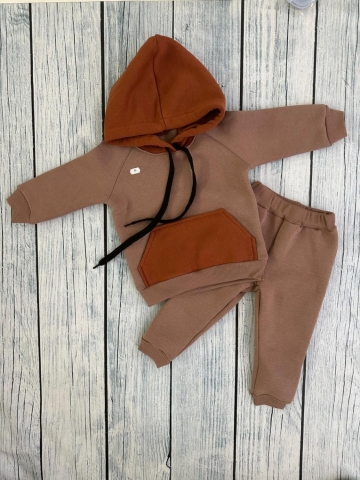 Купить оптом 296-РАЗ. Худи +Брюки детские, хлопок 65%, 35%  ПЭ, 3-х нитка (начес) разноцветный 80,86,92 в Подольске