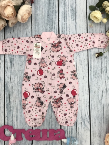 Купить оптом 295-Р. Комбинезон, хлопок 100 % кулирка 56,62,68,74,80, розовый в Подольске