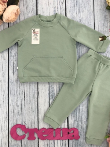 Купить оптом 312-ОЛ. Свитшот+ Штаны , хлопок 70%, 25% ПЭ, 5% лайкра, 2 нитка петля без начеса, олива 80,86,92 в Подольске