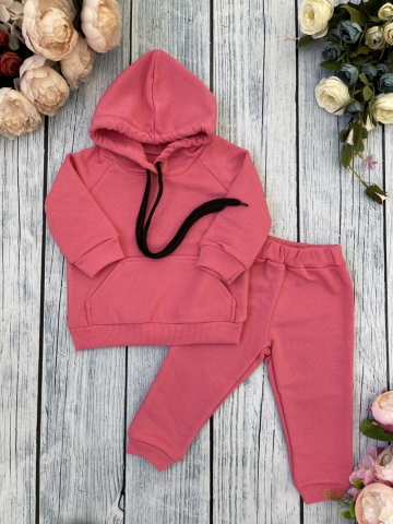 Купить оптом 311-М. Свитшот с капюшоном + Штаны, хлопок 65%, 35% ПЭ, 3-х нитка ( без начеса) малина 98,104,110,116 в Подольске