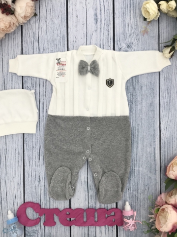 Купить оптом 302-С. Комбинезон складки  хлопок 80% велюр, 20 % ПЭ, р 56,62 , серый в Подольске