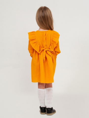 321-Я. Платье из муслина детское, хлопок 100% янтарный, р. 74,80,86,92