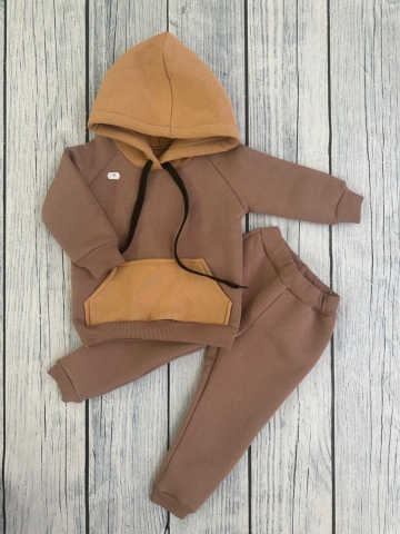 Купить оптом 296-РАЗ. Худи +Брюки детские, хлопок 65%, 35%  ПЭ, 3-х нитка (начес) разноцветный 80,86,92 в Подольске